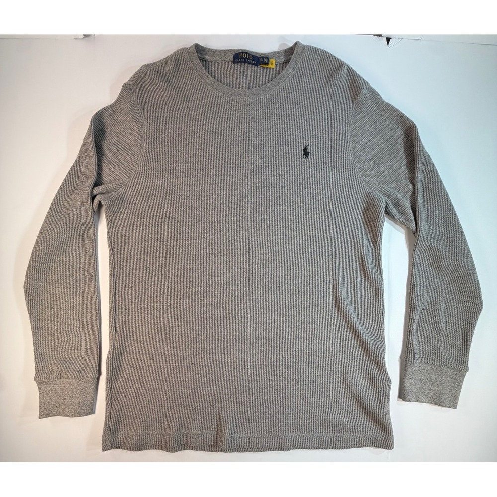 Polo Ralph Lauren Mens XL Gray Waffle Knit Thermal Long Sleeve Shirt Pony Logo